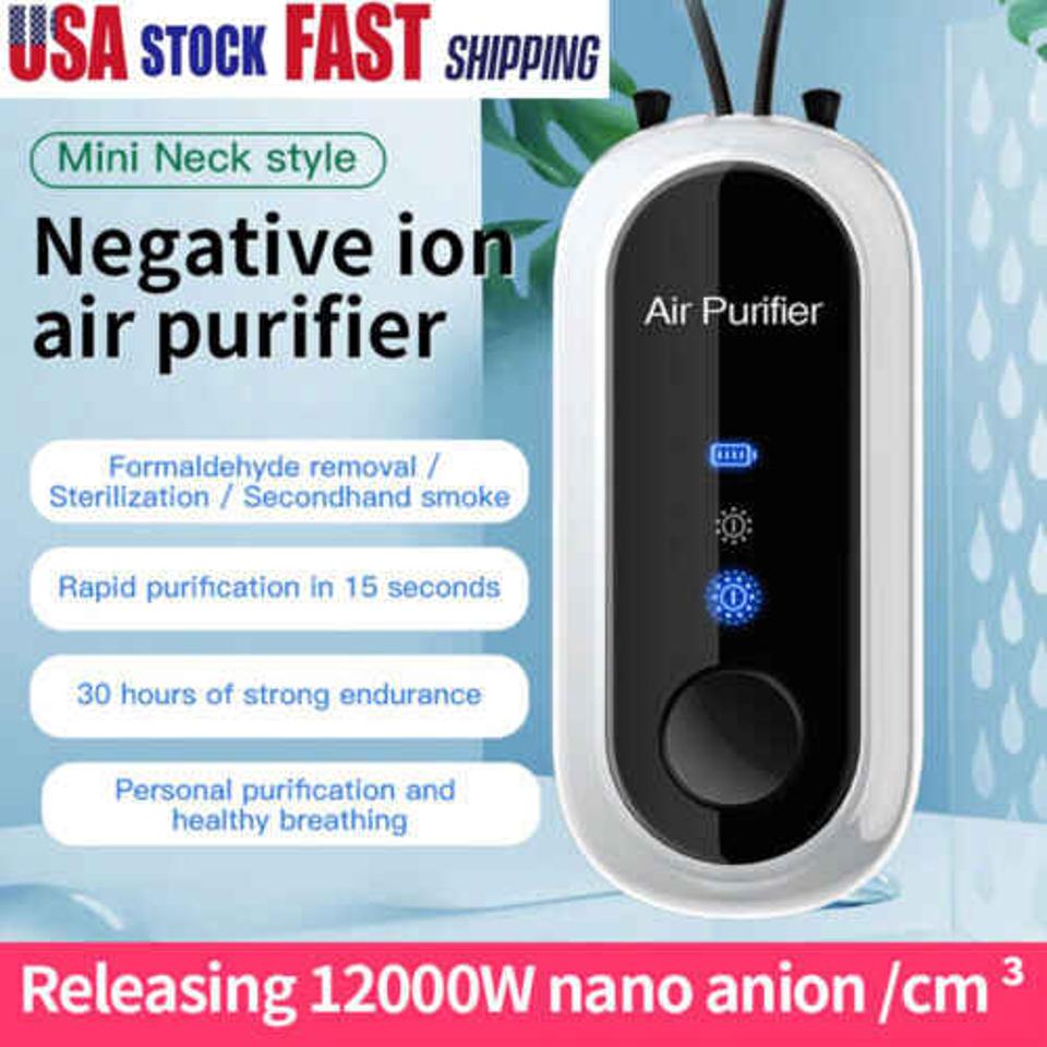 Personal Mini Air Purifier Necklace: Portable Wearable Air Purifier with USB Charging