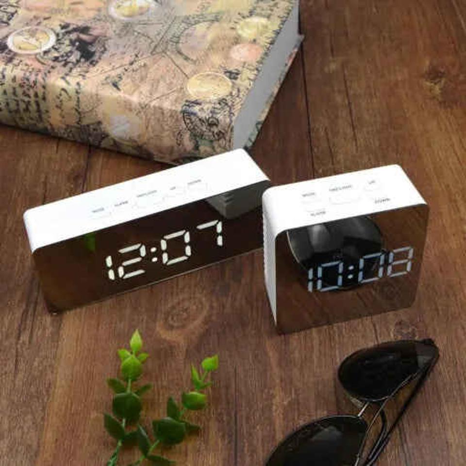 Smart Mirror Digital Alarm Clock: Versatile Desktop Bedside Nightlight